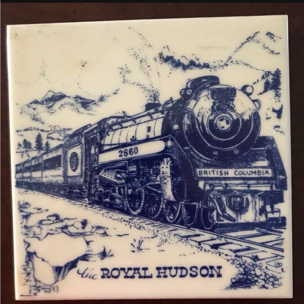 Vintage Royal Hudson Train Ceramic Heat Proof Tile Trivet